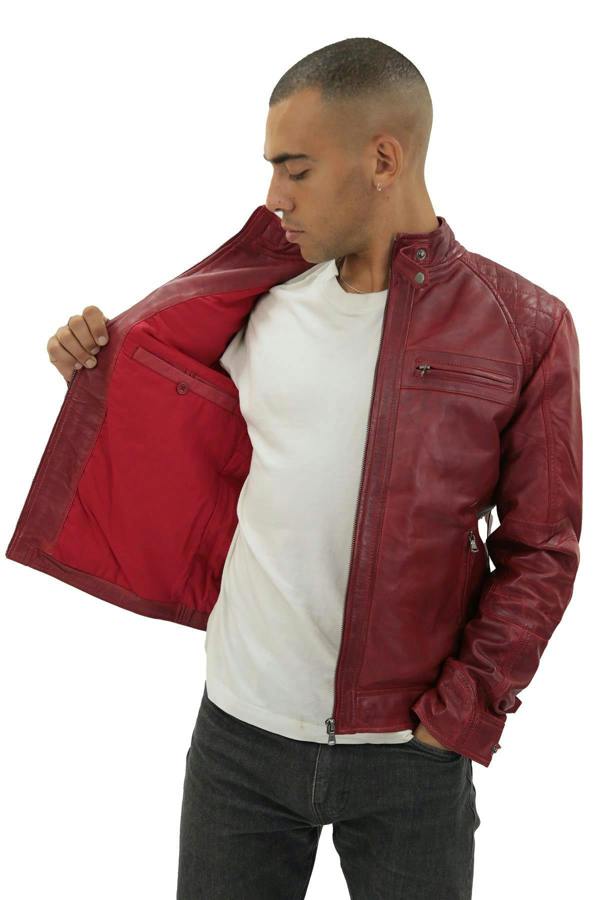 Infinity Leather Men's Vintage Leather Quilted Biker Jacket-Monaco