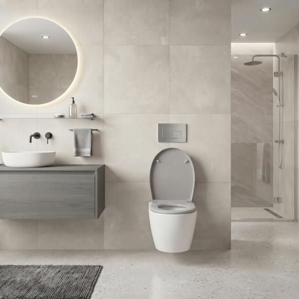 BEMIS DOVE GREY SLOW CLOSE QUICK RELEASE STANDARD OVAL TOP FIX TOILET SEAT