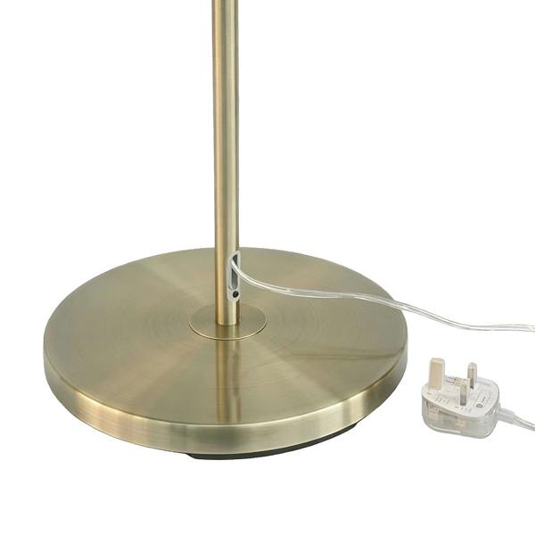 Classic Antique Brass Floor Lamp with Pull Switch and Cotton Shade Image 4