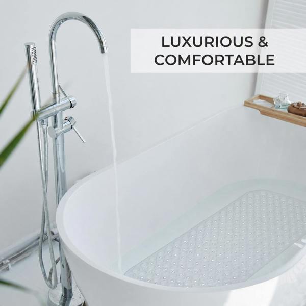 Top 3 Non-Slip Durable Bath Shower Mat with Suction Cups 40cm x 100cm Clear