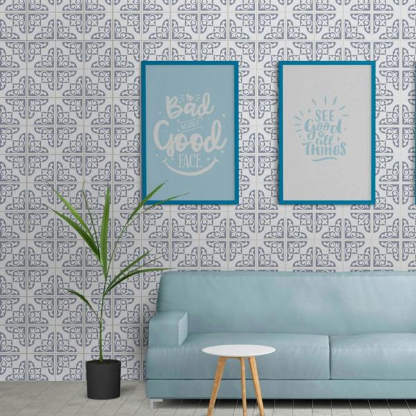 WALPLUS WT1578 - Osborne Monocromatic Light Grey Victorian Wall Tile Sticker Set - 15 x 15 cm (6 x 6 in) - 24 pcs