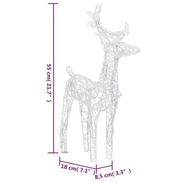 Berkfield Reindeers & Sleigh Christmas Decoration 160 LEDs 130 cm Acrylic