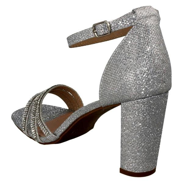 Spot On Ladies Spot On Ankle Strap Glitter Sandals F12036
