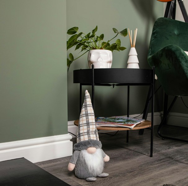 Samuel Alexander 35cm Grey Standing Christmas Gonk Decoration with Tartan Hat