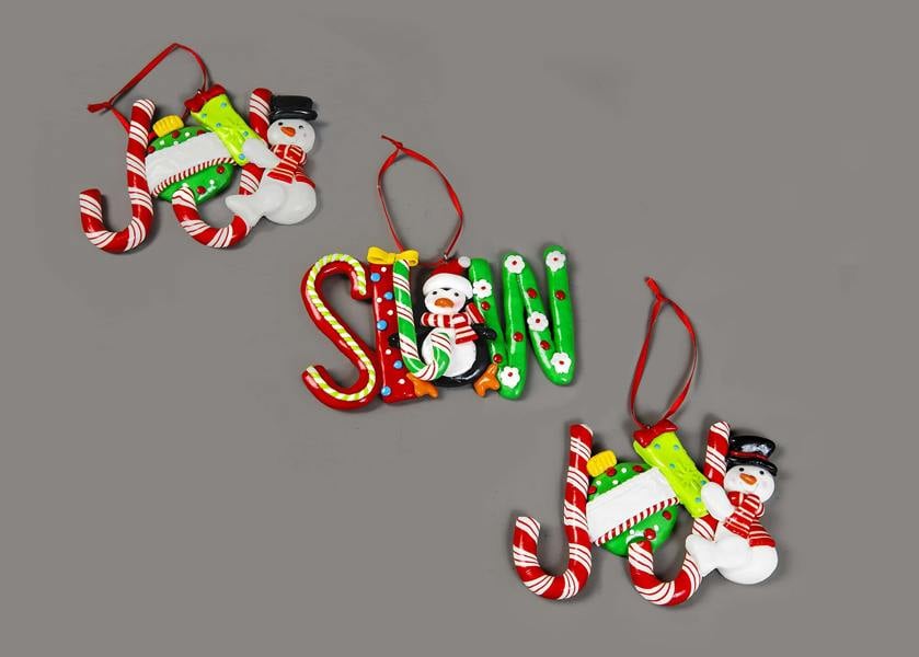 Ceramic Christmas Tree Hanging Decorations in Snow, Noel and Joy Designs | Pack Sizes 3 or 12 image 1