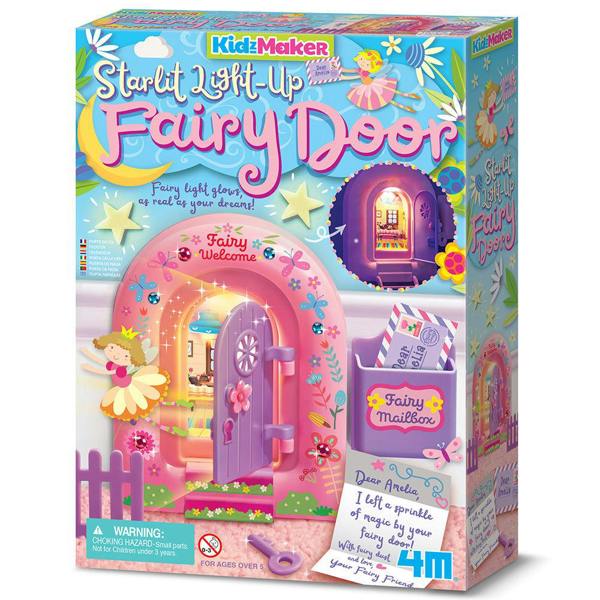 4M Starlit Light-Up Fairy Door | DIY Fairy Door Craft Kit for Kids with Glow In The Dark Stars, Plus Accessories & Stickers