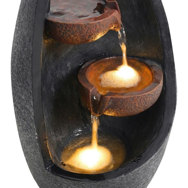 Garden Water Feature Fountain with LED Light Electric Pump Cascade Home Decor Fountains & Waterfalls Living and Home