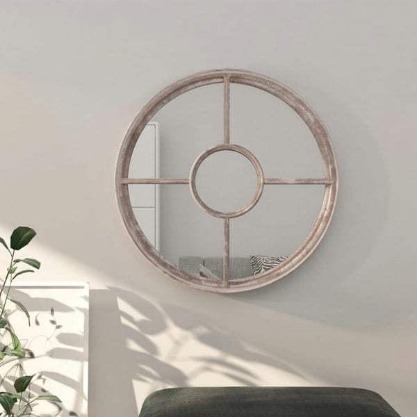 Berkfield Mirror Sand 60x4 cm Iron Round for Indoor Use