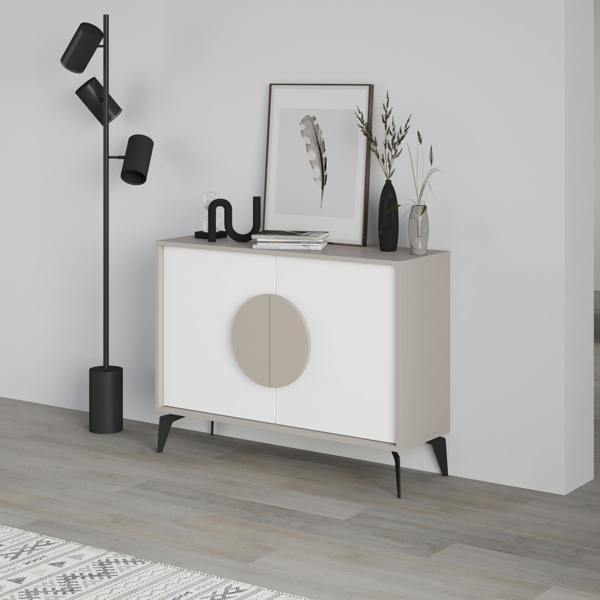 Decortie Gora Sideboard Modern Storage Cabinet with 2 Pull-open Doors Metal Legs 110cm Width