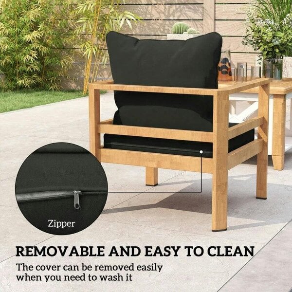 Seat and Back Padded Cushion Set, CUSHION ONLY - Black