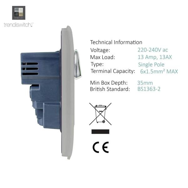Trendi Switch 2 Gang 4 Port USB 2100mA Plug Socket in Light Grey