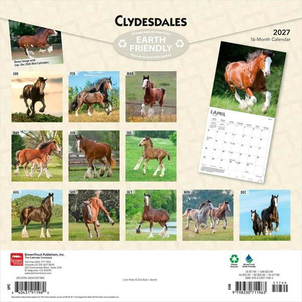Clydesdales Calendar 2027, Wall Calendars, Month To View, Animals, Gift