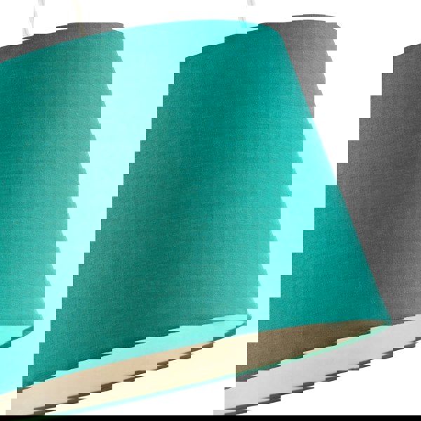 Vivid Teal Cotton Fabric 12inch Drum Lampshade with White Cotton Inner Image 4