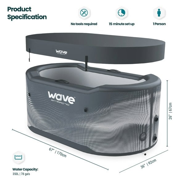 Wave The Antarctic Drop Stitch Portable Ice Bath - 78 Litre