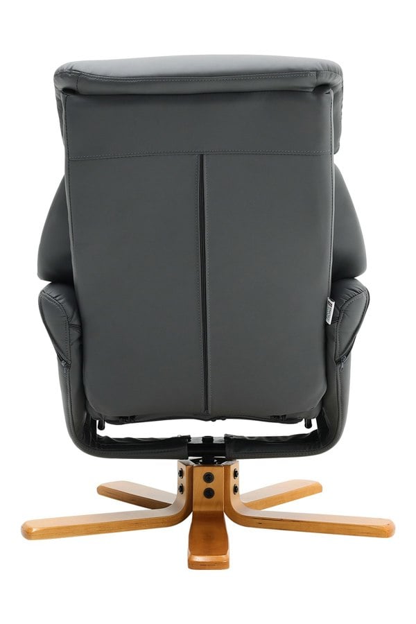 Living and Home Grey Swivel Faux Leather Lounge Recliner with Ottoman