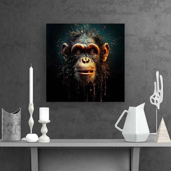 Warren Reed Splash Art Monkey Face Canvas