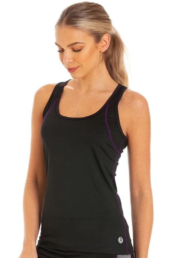 Camille Womens Sportswear Black Racer Back Sports Vest