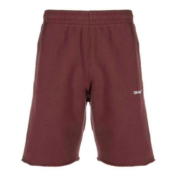 Off White Unisex Adult Helvetica Sweat Shorts - Burgundy - 