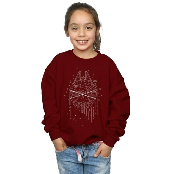 Star Wars Girls Millennium Falcon Christmas Tree Delivery Sweatshirt - Burgundy