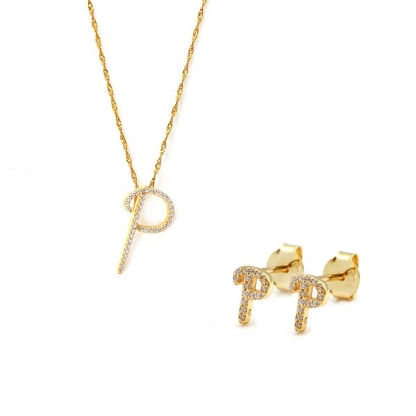 Say It With Luxe Initial Gift Set - Yellow Gold