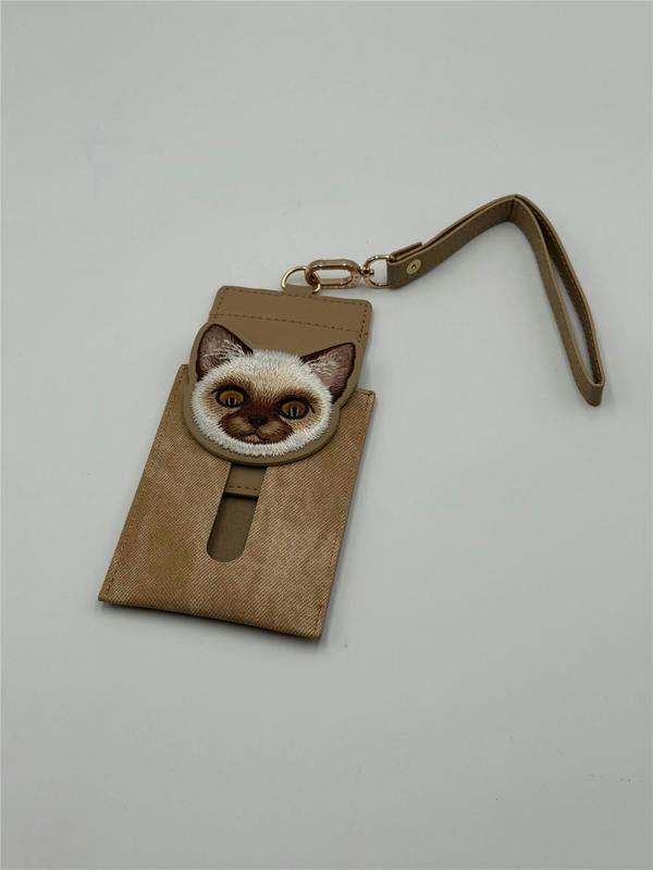 Nimmy Friends Nimmy Big Eye Cute Pet Siamese Cat Face Card Sleeve Holder Brown - N-XDY-KT-026