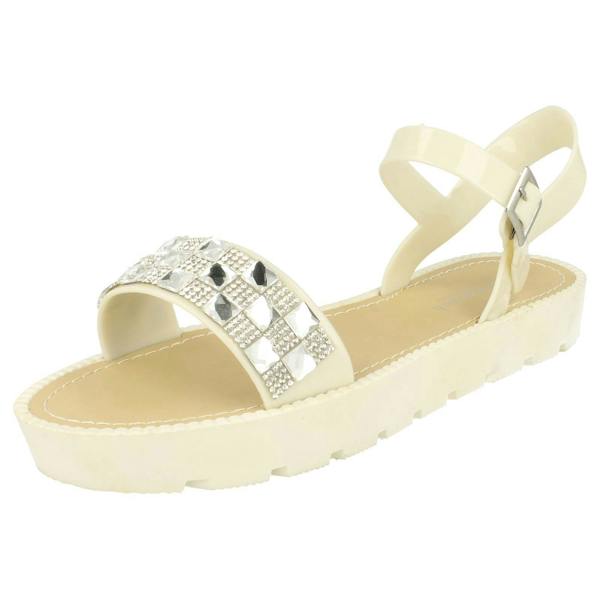 Savannah Ladies Savannah Diamante and Jewel Trim Flat Mules