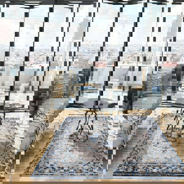 Living Room Oriental Rug in Blue