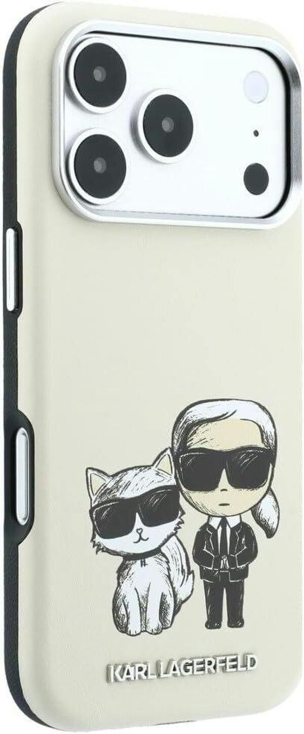 Karl Lagerfeld Smooth PU Leather Case with Sketch Print and MagSafe for iPhone 17/18 Pro 6.3" Beige - KLHMP18L6PWKCIDE