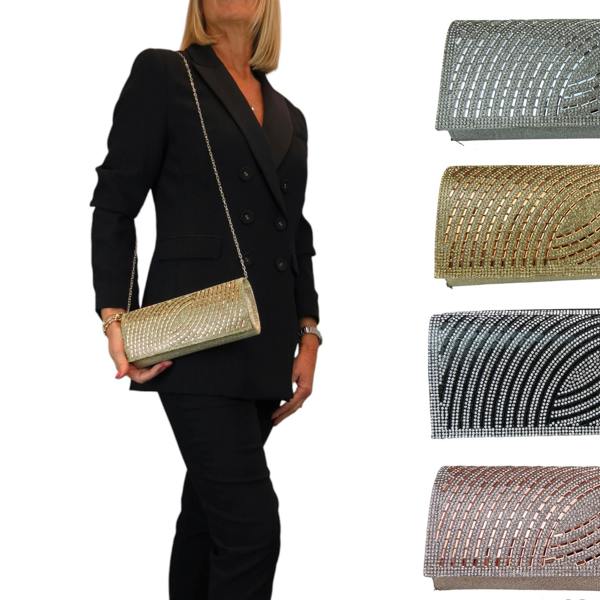 Paulo Due Oval Pattern Diamante Clutch Bag