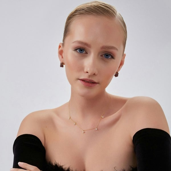 Spero London Gold Plated White Butterfly Sterling Silver Necklace
