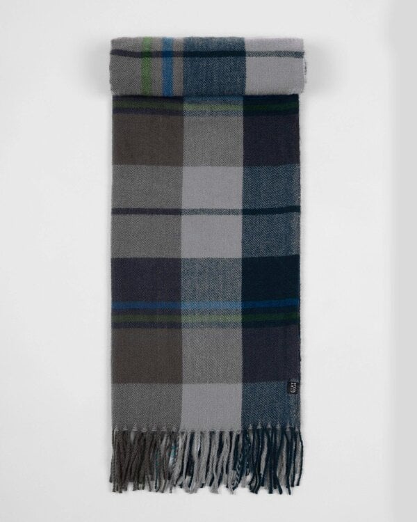Steel & Jelly Nuthurst – Navy and Green Check Oversized Scarf