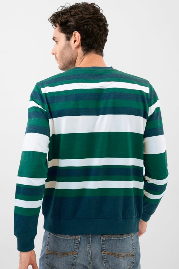 ENORSIA Mens Classic Print Stripe Sweatshirt