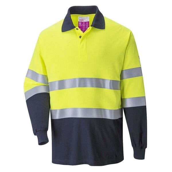 Modaflame Knit Hi-Vis Constrast FR Long Sleeve Polo Shirt - Hi-Vis Trousers