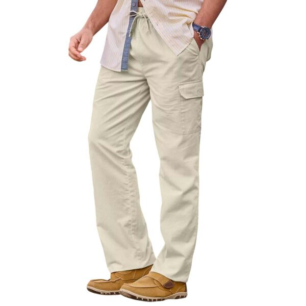 Atlas For Men Mens Relaxed Fit Cargo Trousers - Beige