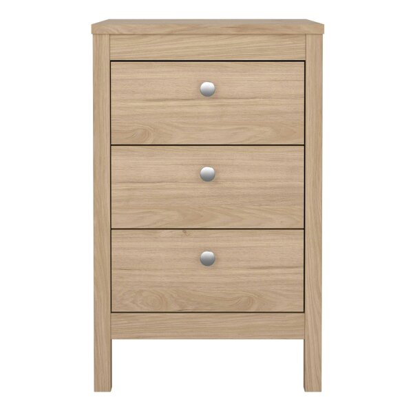 Wyld Haus Gossmere Hickory Oak Effect Bedside Table 3 Drawers