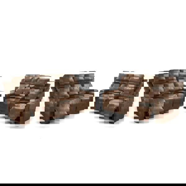 Furnishings For Less Barcino Leather Look Electric Reclining Sofa Suite 3 + 2 USB Charging