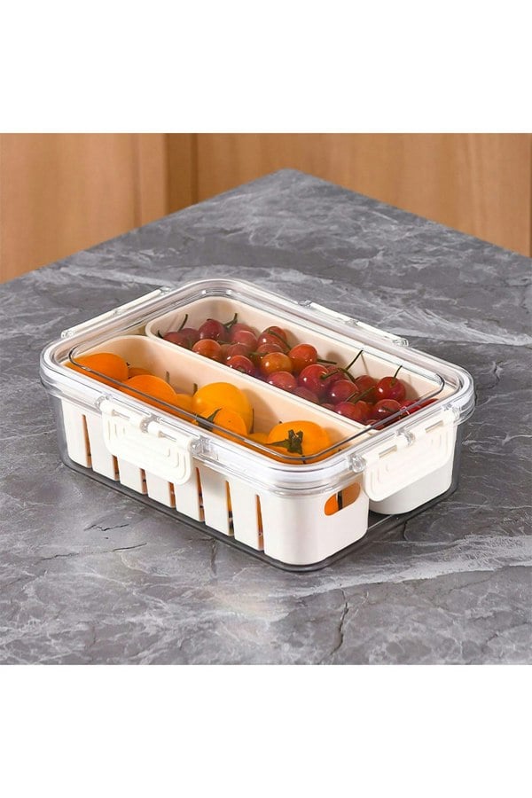 Living and Home 2-Compartment Detachable Fridge Storage Container with Lid