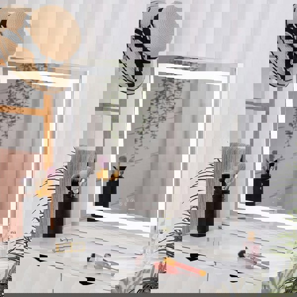 Contemporary Rectangle Vanity Mirror with LED Lights Living and Home