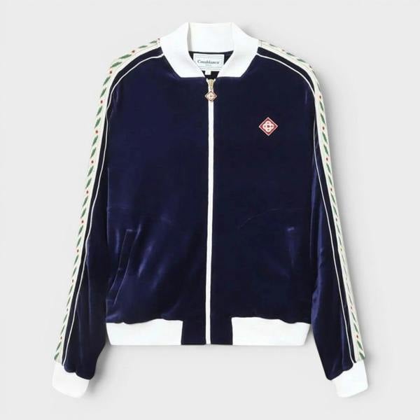 Casablanca Modal Velour Laurel Track Top Navy