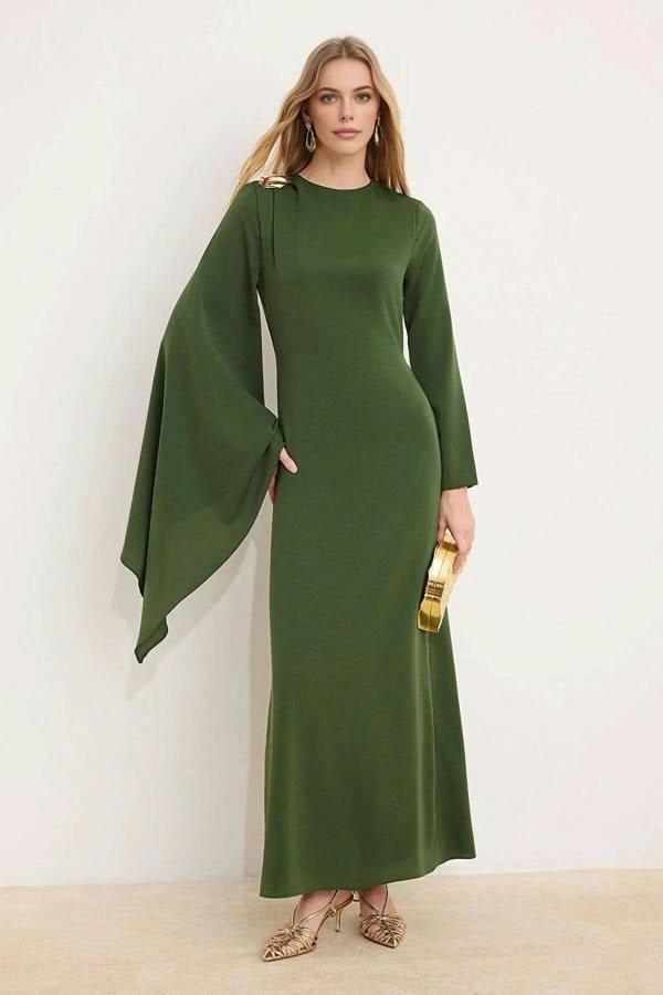 WOVCOR Woven Evening Dress with Sleeve Detail