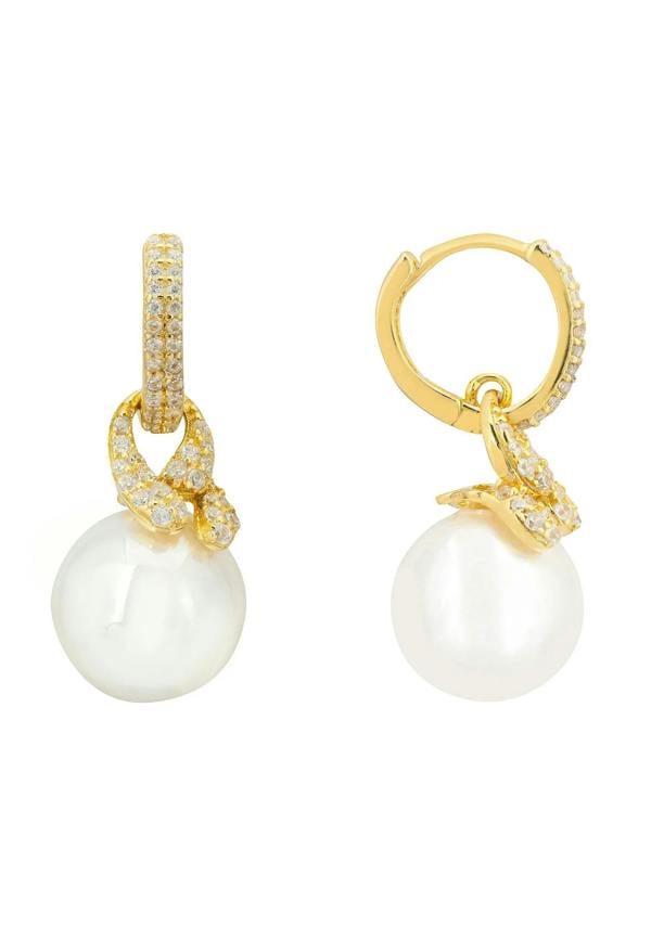 Latelita Tie The Knot Drop Pearl Earrings Gold
