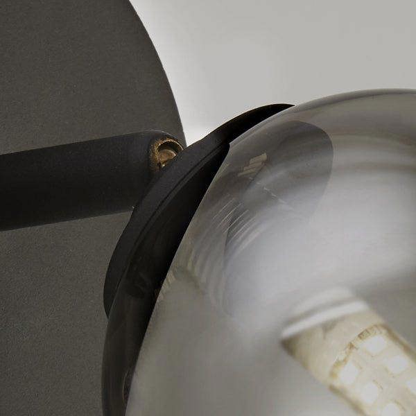 Pagazzi Lighting Navarro Matt Black & Smoked Glass Wall Light