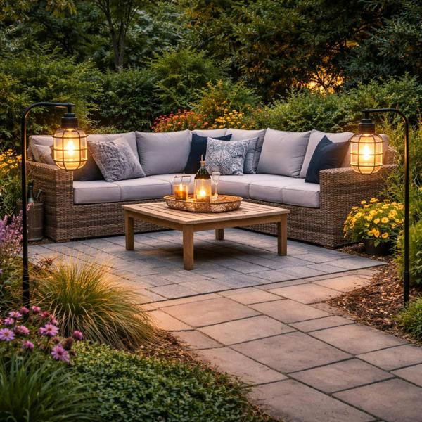 Gardenwize Pack of 2 Timeless Lantern Solar Stake Lights Vintage Caged LED Pathway Lights