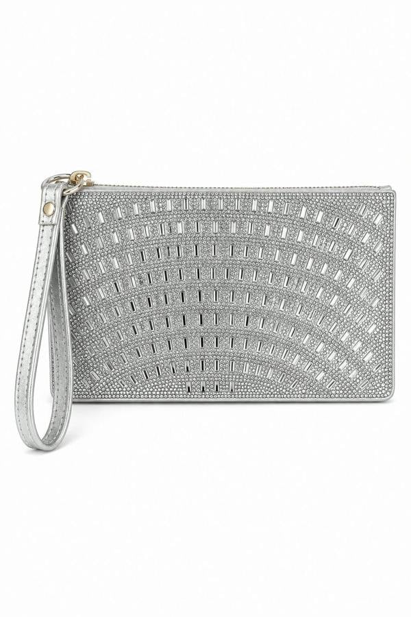 Love Lemonade Crystal Disco Ball Clutch Purse Silver