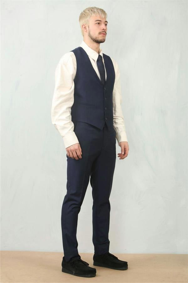 Infinity Leather Men's Navy 3 Piece Formal Classic Prom Suit Workwear
