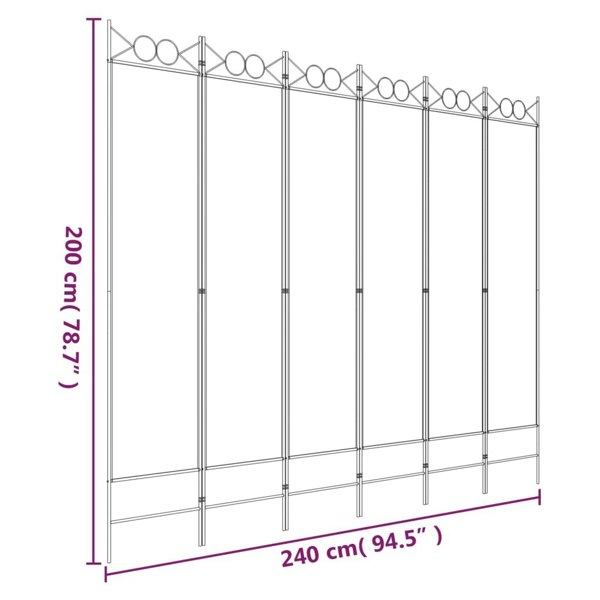 Berkfield 6-Panel Room Divider White 240x200 cm Fabric