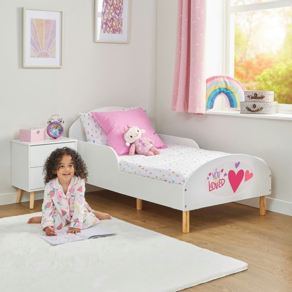Liberty House Toys Kids White Toddler Bed – You Are Loved