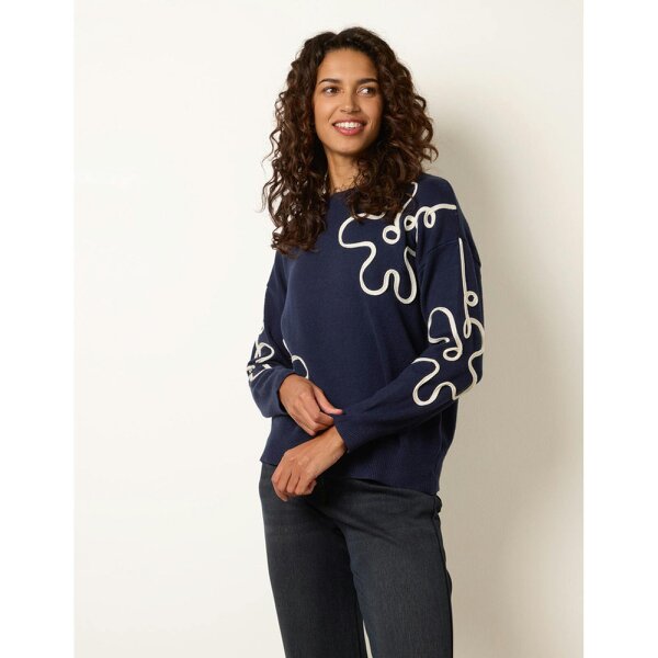 Blue Vanilla Floral Pattern Sweater