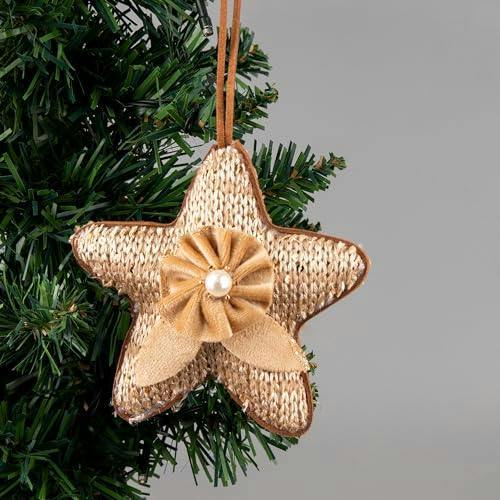 12cm Gold Star Christmas Hanging Decoration, Gold Jute Effect Festive Ornament for Trees, Wreaths and Garlands image 5