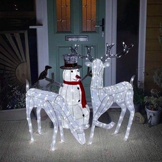 Monstershop Light Up Reindeer Stag, Doe & Snowman Set